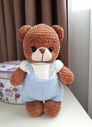 Плюшевый мишка, мягкая игрушка, вязаный мишка