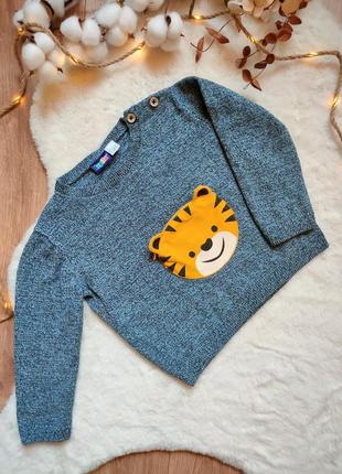 Светрик з тигром lupilu для хлопчика 1-2 роки, зріст 86- 92 см