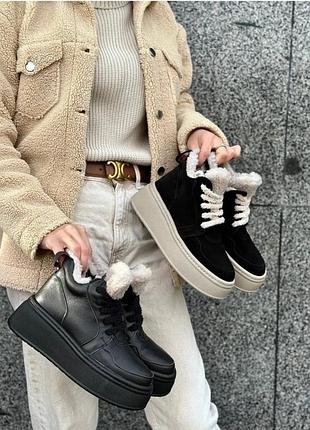 Кроссовки зимние женские натуральная замша хайтопы ботинки