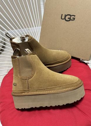 Угги ugg neumel platform chelsea 38 натуральные