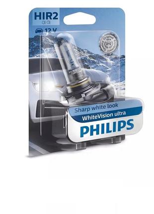 Галогеновая лампа philips 9012wvub1 hir2 12v whitevision ultra +60% (3700k) b11 фото