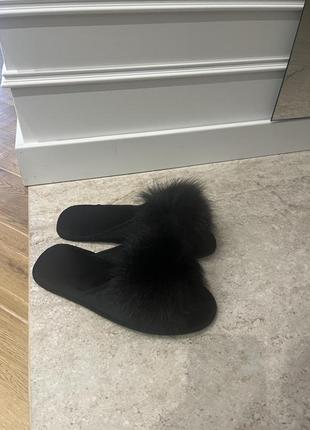 Тапочки з натуральним хутром, тапки паркетні