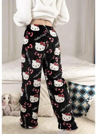 Плюшеві штани hello kitty, для хлопців і дівчат у тренажерний зал, для відпочинку, чорні, розмір 3xl