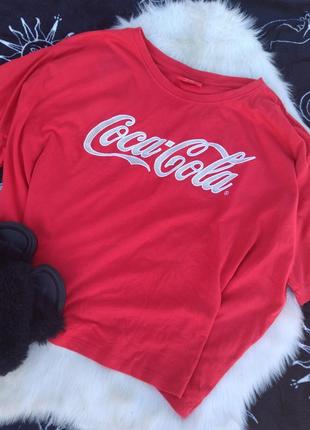 Футболка оверсайз укороченная красная coca cola оригинал