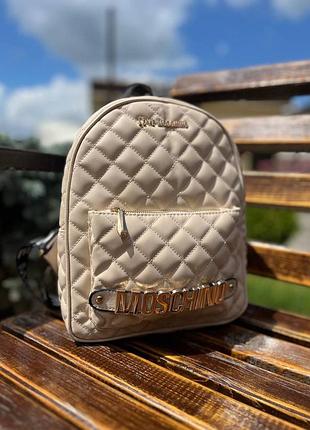 Рюкзак еко беж турція портфель з екошкіри бежевий золото туреччина повсякденний жіночий рюкзак в стилі moschino москино москіно