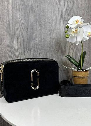 Женская стильная и качественная сумка из натуральной замши и эко кожи черная