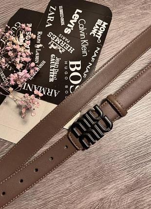 Ремень кожа 3см фабричный китай + коробка, женский ремень под платье из кожи у джинсы кожаный черный таупе пояс в стиле miu miu миу мыу