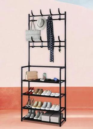 Напольная вешалка для одежды new simple floor clothes rack size с полками и крючками3 фото