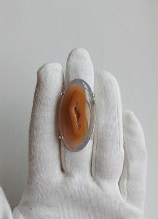 Срібний перстень ручної роботи з природнім каменем агатом
