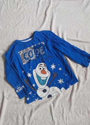 Реглан кофта новорічна різдвяна дисней frozen disney олаф 3-4 роки з паєтками 98-104 см