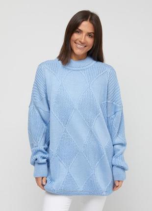 Теплый оверсайз свитер свободного кроя с узорами