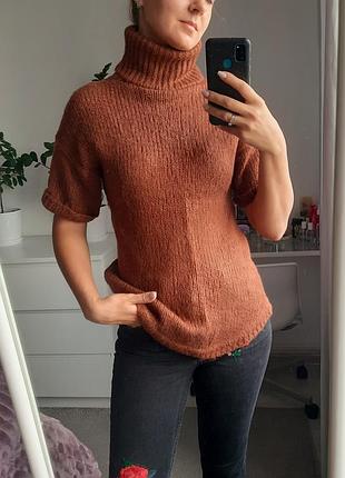Теплая кофта zara, размер с, короткий рукав, хомут