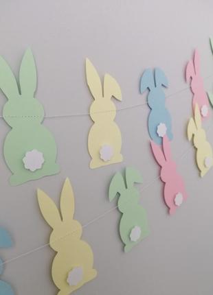 Гирлянда бумажная фигурная для декора праздничная на метраж пасхи кролики