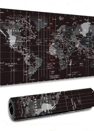 Килимок для мишки та клавіатури карта світу 900*400*3 мм black