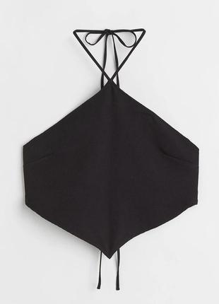 Короткий топ Двубортное H&M divided halter з відкритою спиною, чорний, розмір s, новий