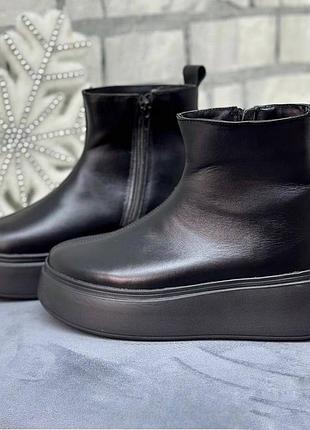 36-41 рр. ботинки на платформе натуральная кожа/замша деми черные, бежевые