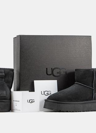 Чорні замшеві уггі ugg mini platform black х угг міні 36 8
