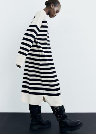 Теплое платье в полоску zara.p.m-l-xl