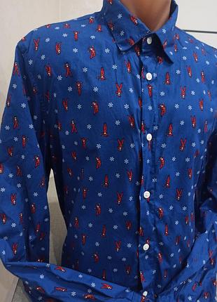 Новогодняя хлопковая рубашка с длинными рукавами, рубашка angelo litrico