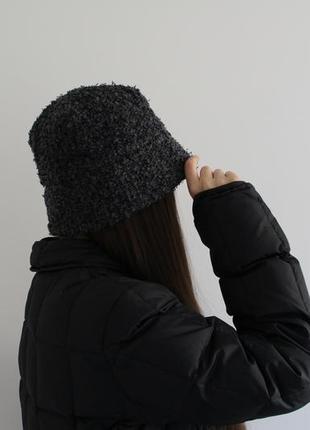 Стильная панама kangol графитового цвета ткань букле