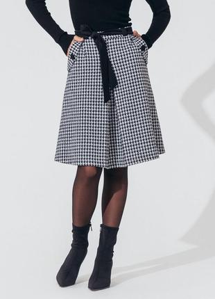 Спідниця-трапеція у гусячу лапку чорно-біла | 86404