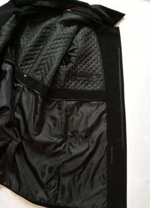 Мужское пальто шерстяное черное с воротником под норку на большой размер высокий рост