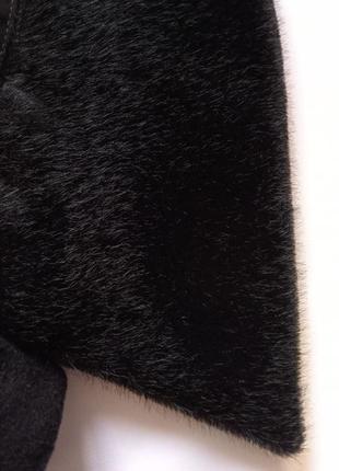 Мужское пальто шерстяное черное с воротником под норку на большой размер высокий рост