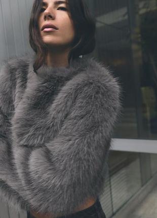 Серая шуба zara5 фото