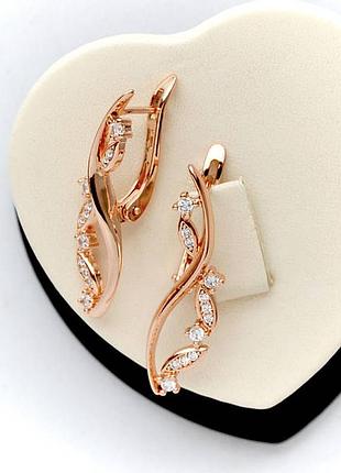 Позолочені сережки медичне золото подарунок позолоченные серьги медзолото