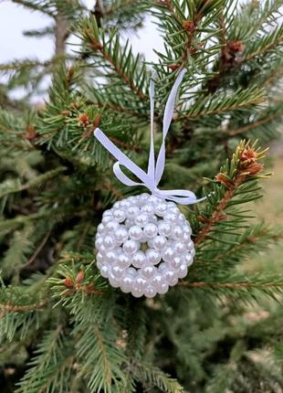 Елочные шарики из бусин <unk> новогодняя игрушка шарик, ручная работа