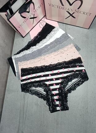 Хлопковые трусики cheeky с кружевной отделкой. victoria’s secret. оригинал 🇺🇸