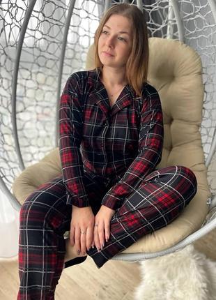 Тепла піжама у клітинку фланелева