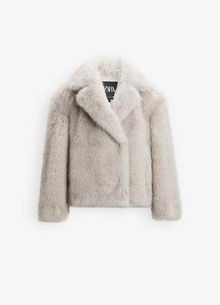 Шуба zara 2024 еко шубка штучне хутро бежевий бежева s m l