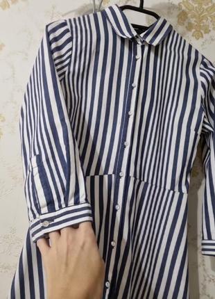 Сукня сорочка міді в смужку zara з четвертним рукавом3 фото