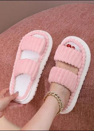 Розовые тапочки женские / пушистые тапочки женские / мягкие тапочки розовые