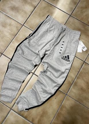 Спортивні штани adidas сірі чоловічі теплі осінь/зима три полоски s-xl