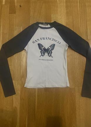 Винтажная облегающая кофта san franco с бабочкой
