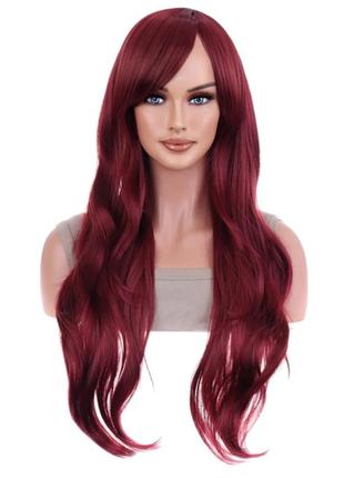 Парик бордо длинный косплей vc wig-110