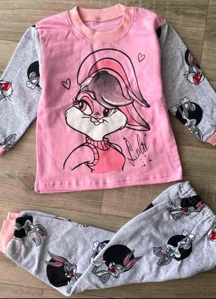 Пижама теплая на байке для девочки 2 года