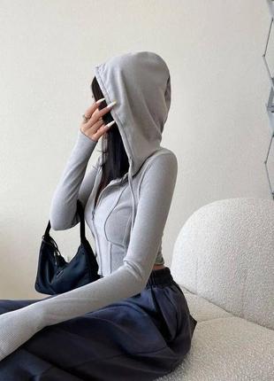 Кофта в рубчик крутая моделька на молнии6 фото