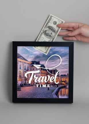 Копилка путешественника "travel time", черный, английский