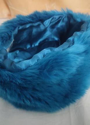 Шапка шляпа искусственный мех мех модная теплая бирюзовая