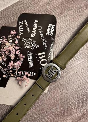 Ремень хаки 3см унисекс кожа фабричный китай пояс с коробкой, ремень из кожи женский кожаный, пояс в стиле michael kors мешель корш