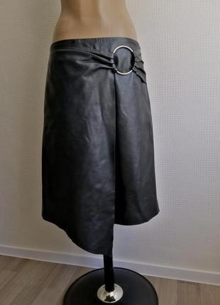 Юбка натуральная кожа с асимметрией италия fabiani