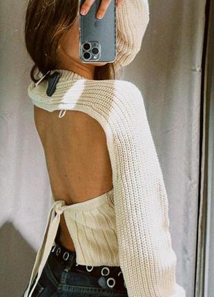 Вʼязана кофтинка з відкритою спиною zara