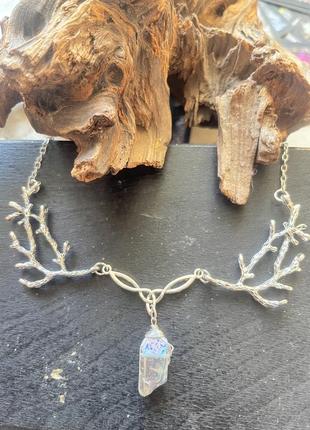 Цепочка колонна ожерелье с подвеской кристаллом с семенами ветки дерева гот леса классическое ожерелье средневековье новое