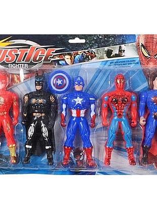 Набор героев "супергерои" человек паук железный человек бэтмен супермен