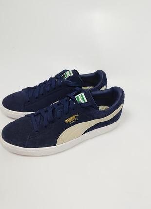 Мужские кроссовки puma suede темно-синие с бежевым