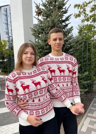 Новогодние свитера "большой олень" без горла4 фото