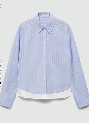 Стильная голубая в полоску рубашка рубашка mango